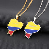Ecuador Flag Pendant Necklace Stainless Steel Ethnic Party