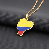 Ecuador Flag Pendant Necklace Stainless Steel Ethnic Party