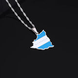 Nicaragua Map Flag Pendant Necklace for Women Girls