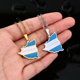 Nicaragua Map Flag Pendant Necklace for Women Girls