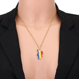 Chad Map Flag Pendant Necklace Stainless Steel Ethnic Jewelry Birthday