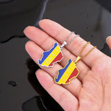 Chad Map Flag Pendant Necklace Stainless Steel Ethnic Jewelry Birthday