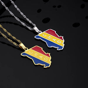 Chad Map Flag Pendant Necklace Stainless Steel Ethnic Jewelry Birthday
