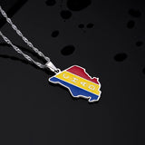 Chad Map Flag Pendant Necklace Stainless Steel Ethnic Jewelry Birthday