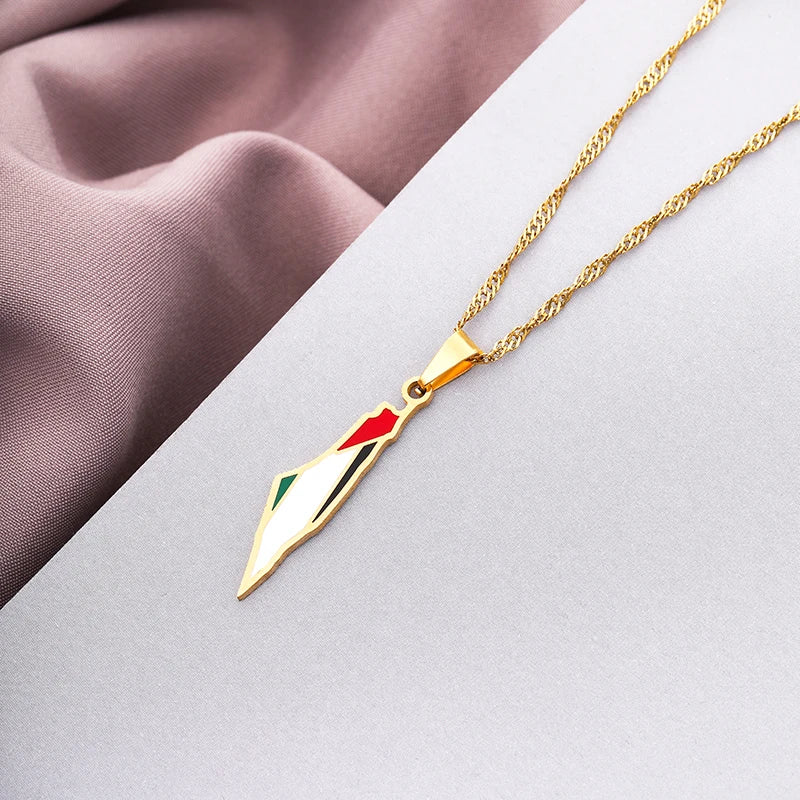 Ethnic Stainless Steel Map Pendant Necklace for Women and Men