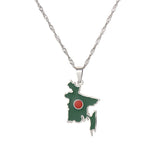 Bangladesh Flag Pendant Necklace Stainless Steel Chains Bengali Map