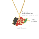 Afghanistan Map Flag Pendant Necklace Stainless Steel Ethnic Jewelry