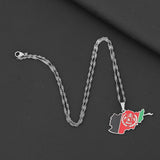 Afghanistan Map Flag Pendant Necklace Stainless Steel Ethnic Jewelry