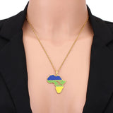 Enamel Drop Africa Map Berbers Pendant Necklace Stainless Steel Berber Jewelry