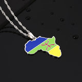 Enamel Drop Africa Map Berbers Pendant Necklace Stainless Steel Berber Jewelry