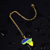 Enamel Drop Africa Map Berbers Pendant Necklace Stainless Steel Berber Jewelry