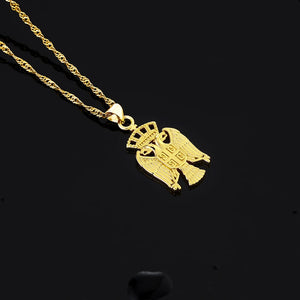 Serbia Eagle Pendant Necklace Silver Charm Stainless Steel Chain Jewelry