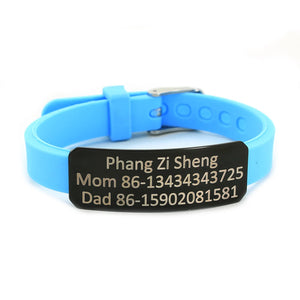 SOS Kids ID Bracelet for Children Soft Silicone Emergency Name Phone Number