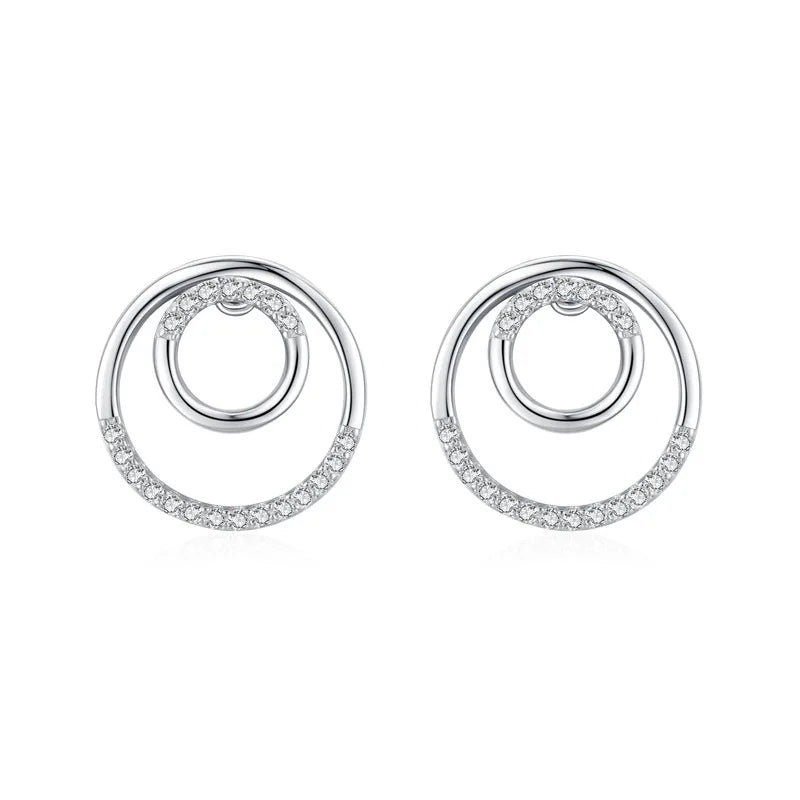 SPE13 Circle Stud Earrings with Crystals