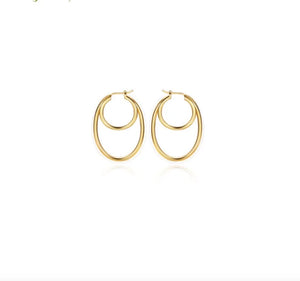 SPE16 Silver Hoop Earrings Female Retro French Style