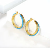 SPE16 Silver Hoop Earrings Female Retro French Style