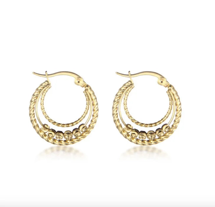 Bamboo Hoop Earrings Stainless Steel Symbol Earrings