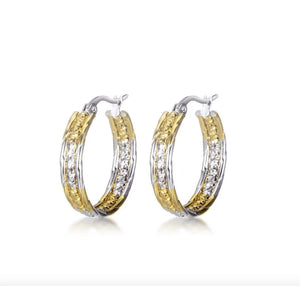 Bamboo Hoop Earrings Stainless Steel Symbol Earrings