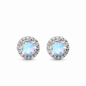 SPE18 Silver Zircon Stud Earrings Women Wedding Band Jewelry