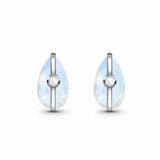 SPE18 Silver Zircon Stud Earrings Women Wedding Band Jewelry