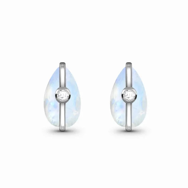 SPE18 Silver Sparkling Zircon Stud Earrings Wedding Band