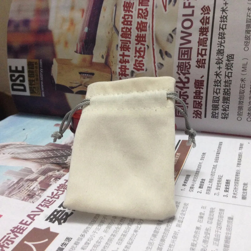 Beige Velvet Jewelry Bag for Accessories Headset Toiletry