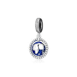925 Silver Spinning Globe Hanging Charms for Women