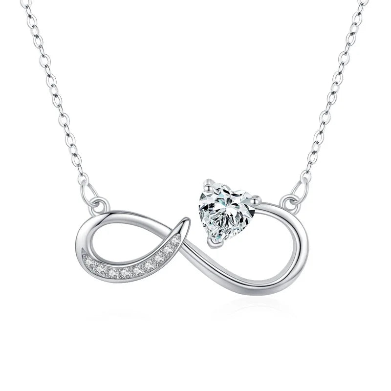 Infinity Forever Love Necklace CZ Heart Pendant Necklace for Women