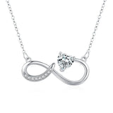 Infinity Forever Love Necklace CZ Heart Pendant Necklace for Women