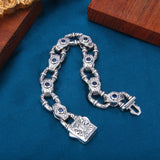 SR2023 Men's Retro Relief Bracelet, Inlaid Zircon, Motorcycle Style