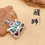 SR2023 Vintage Jewelry Pendant Lion Chinese Style Necklace