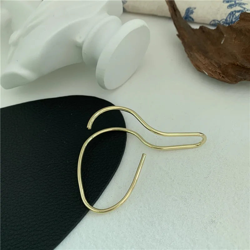 Geometric Lines Earhook Silver Retro Exaggerated Punk Ear Clips
