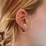 Geometric Lines Earhook Silver Retro Exaggerated Punk Ear Clips