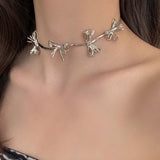 Irregular Straw Bow Collar Chain Necklace Women Jewelry