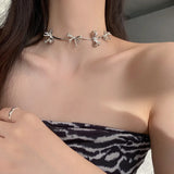 Irregular Straw Bow Collar Chain Necklace Women Jewelry