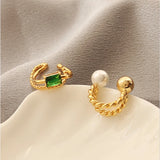 Double Clips Earrings Twist Style 18 Women Zirconia Pearls Ear Cuff