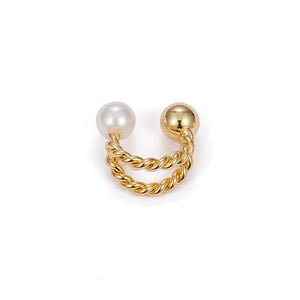 Double Clips Earrings Twist Style 18 Women Zirconia Pearls Ear Cuff