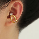 Double Clips Earrings Twist Style 18 Women Zirconia Pearls Ear Cuff
