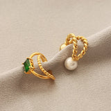 Double Clips Earrings Twist Style 18 Women Zirconia Pearls Ear Cuff