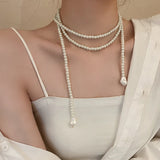 French Retro Long Pearl Necklace For Women Wedding Party