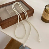 French Retro Long Pearl Necklace For Women Wedding Party