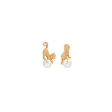 Cat Pearl Stud Earrings Asymmetrical Girl Earrings