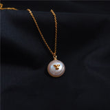 Alphabet Letter Round Pearl Necklace Charm Name Pendant Layer Chain Choker