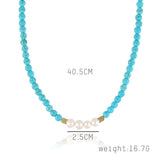 Freshwater Pearl Turquoise Beaded Necklace Boho Choker for Mother