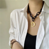 Hip Hop Acrylic Thick Chain Necklace Letter B Pendant Women Clavicle Chain