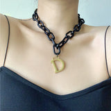 Hip Hop Acrylic Thick Chain Necklace Letter B Pendant Women Clavicle Chain