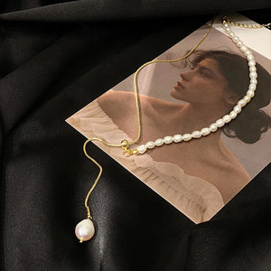 Freshwater Pearl Beaded Choker Necklace Female Snake Chain Y Necklace