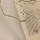 Freshwater Pearl Beaded Choker Necklace Female Snake Chain Y Necklace