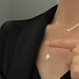 Freshwater Pearl Beaded Choker Necklace Female Snake Chain Y Necklace