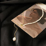 Freshwater Pearl Beaded Choker Necklace Female Snake Chain Y Necklace